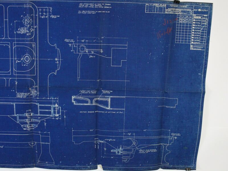 American Locomotive Company 850S26960 Tender Frame Blueprint 84"