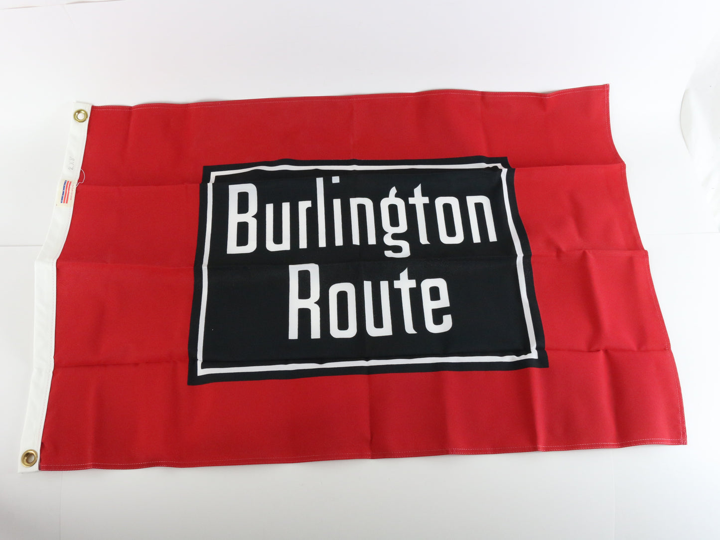 Burlington Route Red & Black Fabric Railroad Train Flag 2' By 3' USA