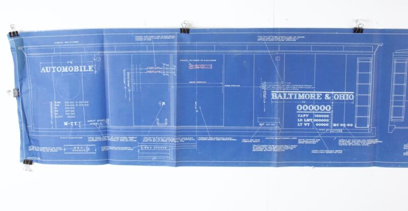 Baltimore & Ohio B&O Automobile Lettering & Marking X-68192C 1941 Blueprint 41"