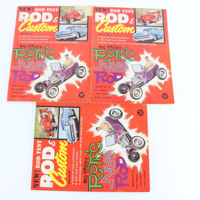 Lot Of 6 Rod & Custom March & April 1962 Vintage Car Magazines