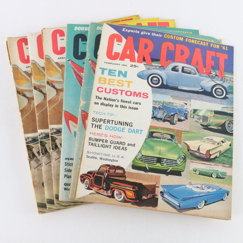 Lot Of 6 Car Craft February March & April 1961 Vintage Car Magazines