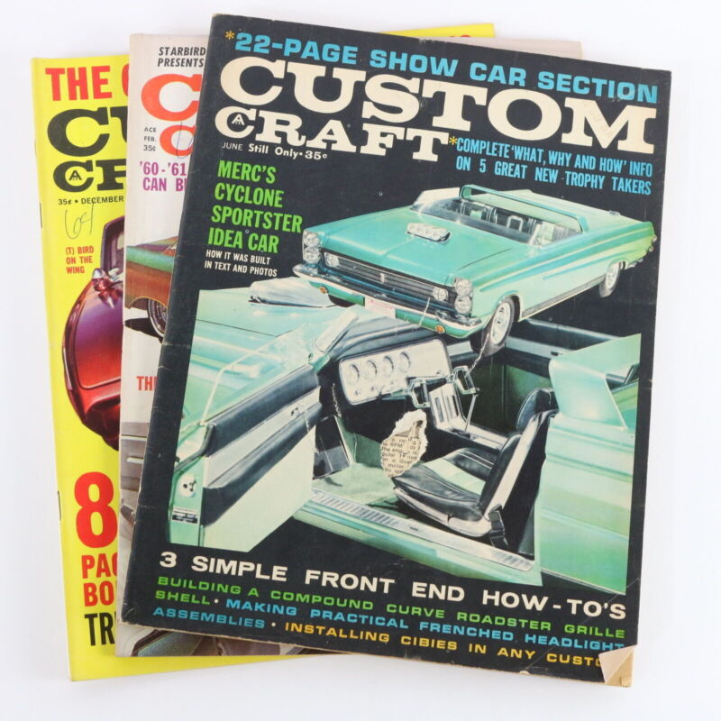 Lot Of 3 Custom Craft February June December 1964-65 Vintage Car Magazines