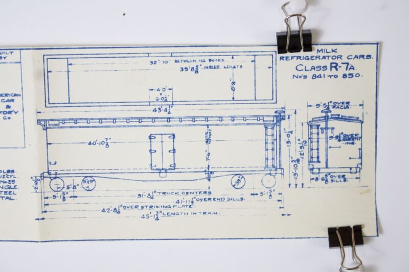 Milk Refrigerator Reefer Cars Class R-7A Stencil 841-50 Train Blueprint 15���