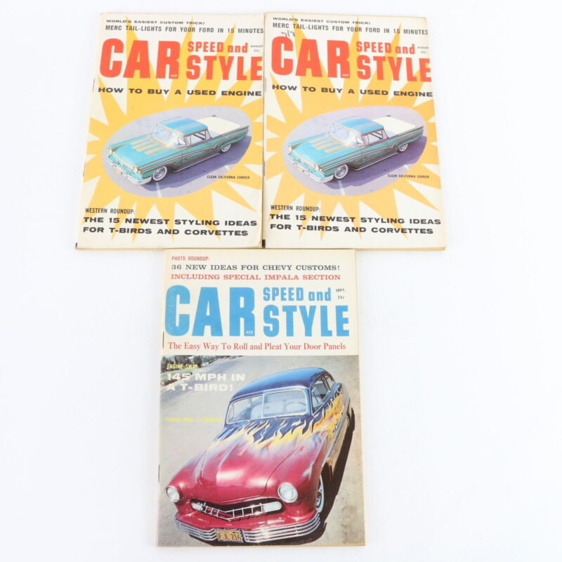 Lot Of 5 Car Speed & Style September & August 1959 Vintage Car Magazines