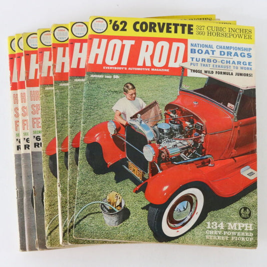 Lot Of 7 Hot Rod Jan Feb 1962 Chrysler 300h '62 Corvette Vintage Car Magazines