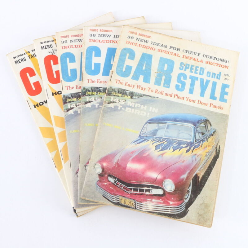 Lot Of 5 Car Speed & Style September & August 1959 Vintage Car Magazines