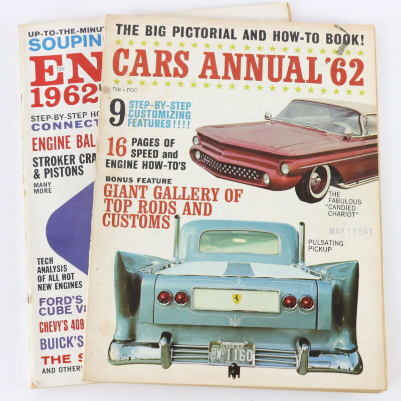 Lot Of 2 Cars Annual '62 & Engines 1962 Pictorial Souping Swapping Magazines