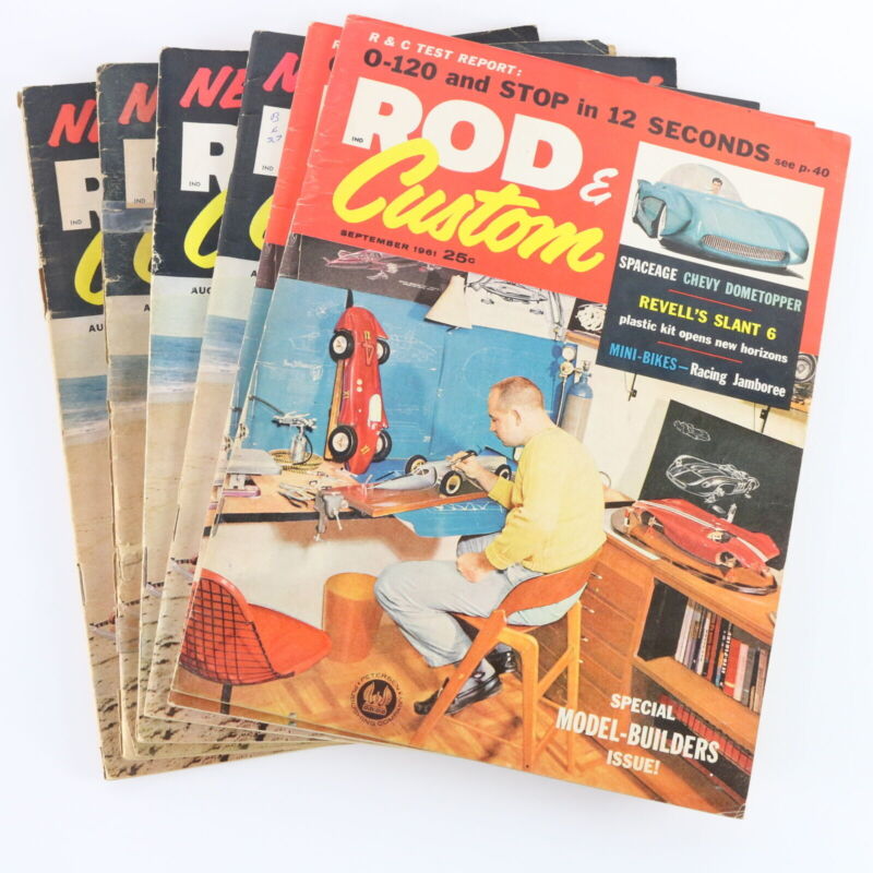 Lot Of 6 Rod & Custom August & September 1961 Vintage Car Magazines