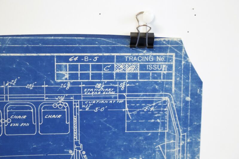 Passenger Observation Lounge Car Plan 64-B-5 3988-A 43��� Train Blueprint