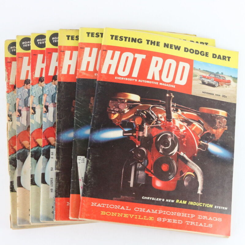 Lot Of 7 Hot Rod Dart & Interceptor November & December 1959 Car Magazines