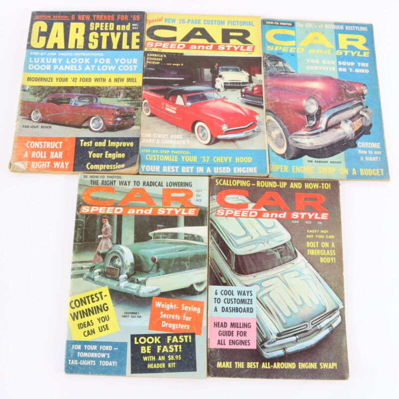 Lot Of 5 Car Speed & Style June July Oct Nov Dec 1958 Vintage Car Magazines