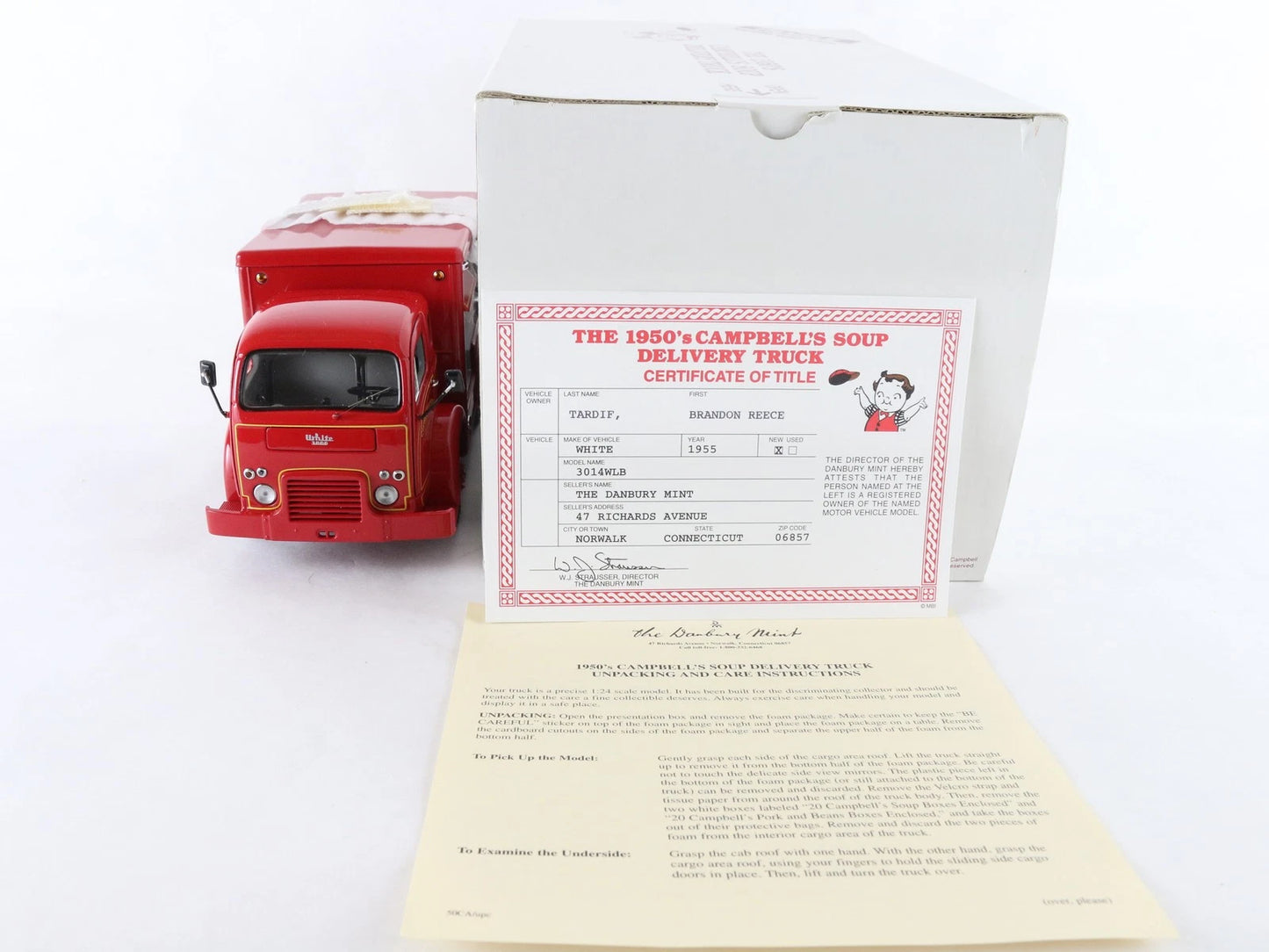1955 White 3014WLB Campbells Soup Delivery Truck Red Danbury Mint 1:24 Diecast