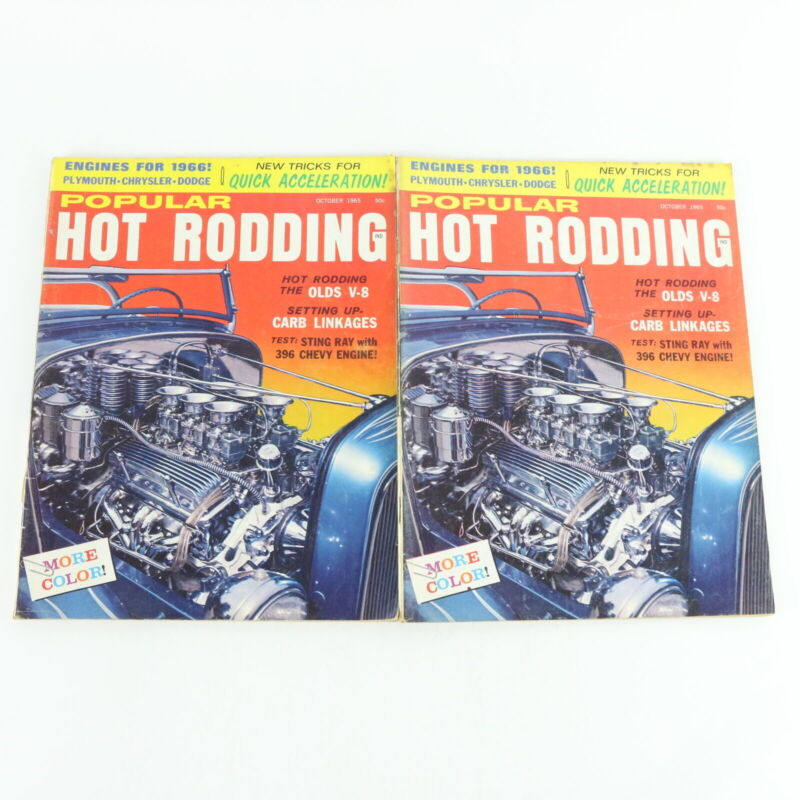 Lot Of 4 Popular Hot Rodding September & October 1965 Vintage Car Magazines