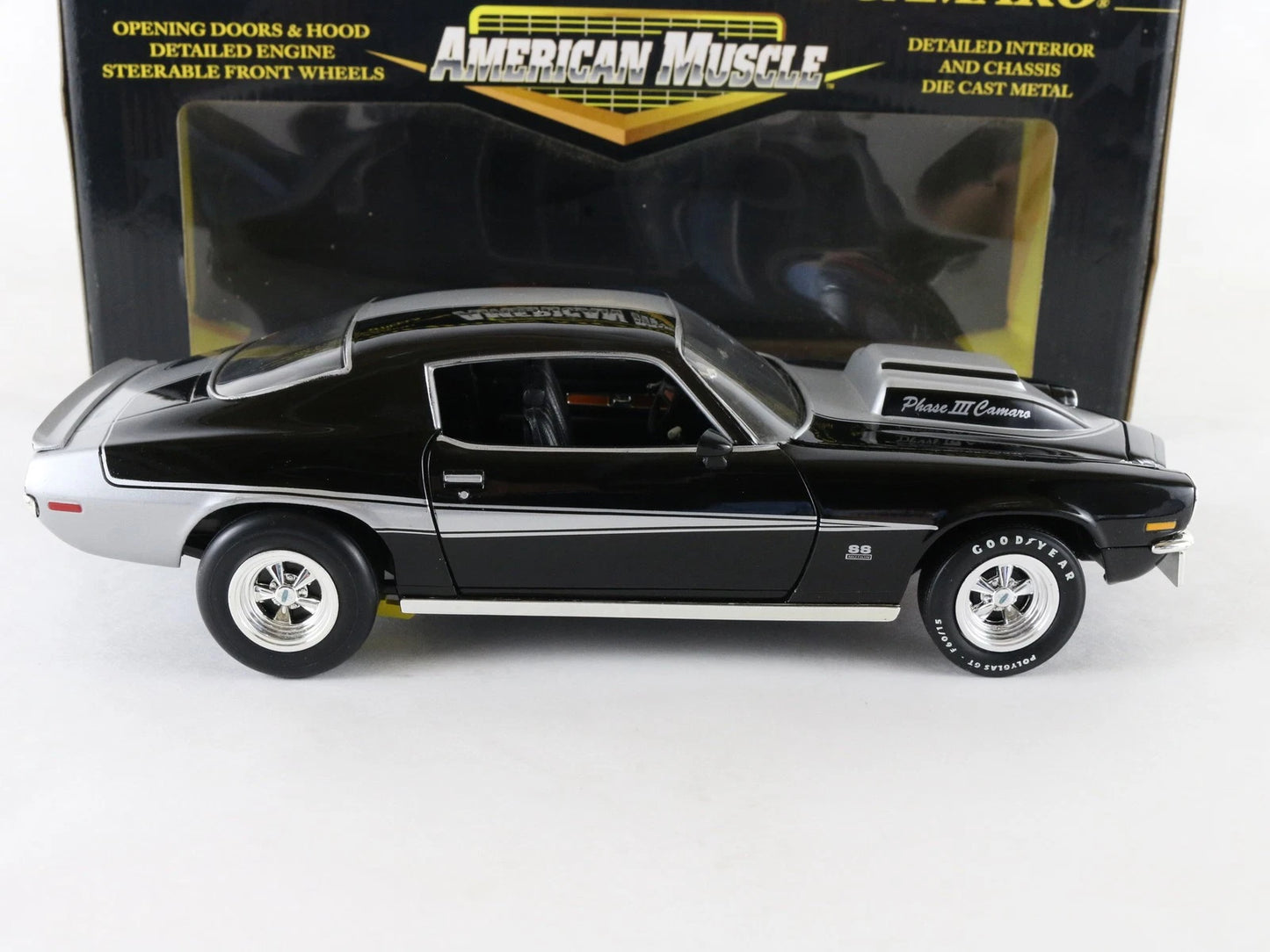 1970 Chevy Camaro Phase III Black ERTL American Muscle 1:18 Diecast Model 32810