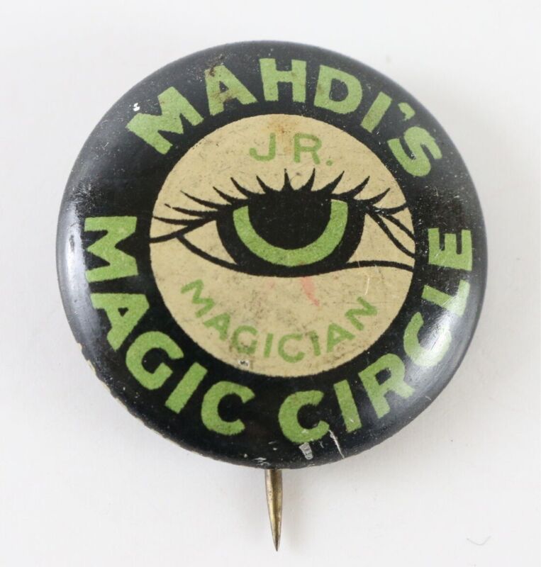 Vintage Mahdis Magic Circle Jr Magician Pin 40 Craft .75"