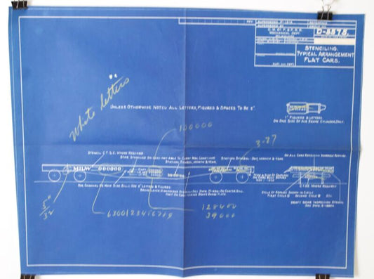 CMStP & PRR Milwaukee Flat Car Stencil D-5575 1937 Train Blueprint 18