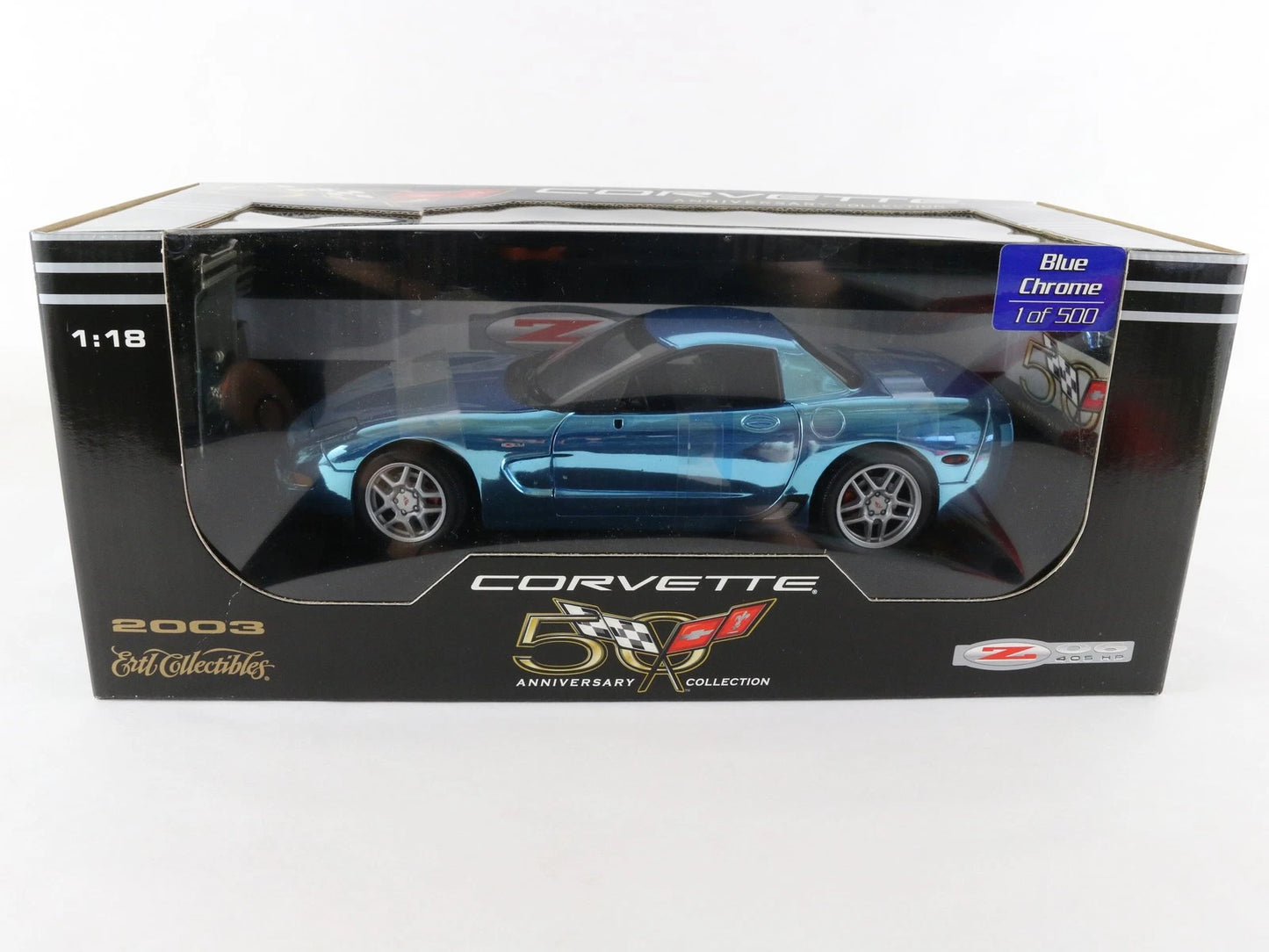 2003 Corvette Z06 Blue Chrome 50 Anniversary ERTL 1:18 Diecast 1 Of 500 29404PB