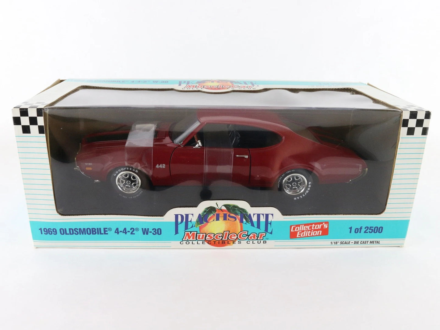 1969 Oldsmobile 4-4-2 W30 Peach State ERTL 1:18 Red Black Diecast 1 Of 2500 7041