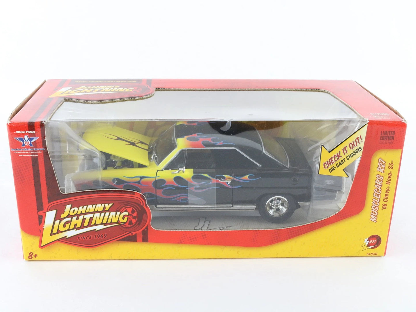 1966 '66 Chevy Nova SS Black Musclecars R27 Johnny Lightning 1:24 Diecast 51105