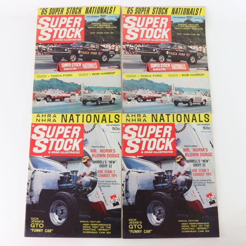 Lot Of 4 Super Stock & Drag Illustrated Nov Dec 1965 Vintage Car Magazines