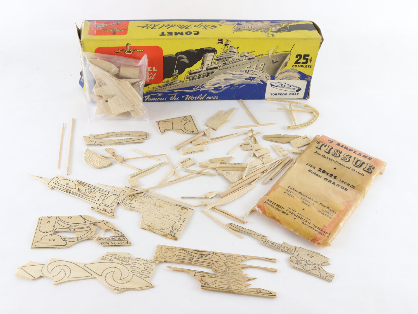 Torpedo Boat K8 Comet Ship Model Partially Assembled VINTAGE Wood Boat Kit