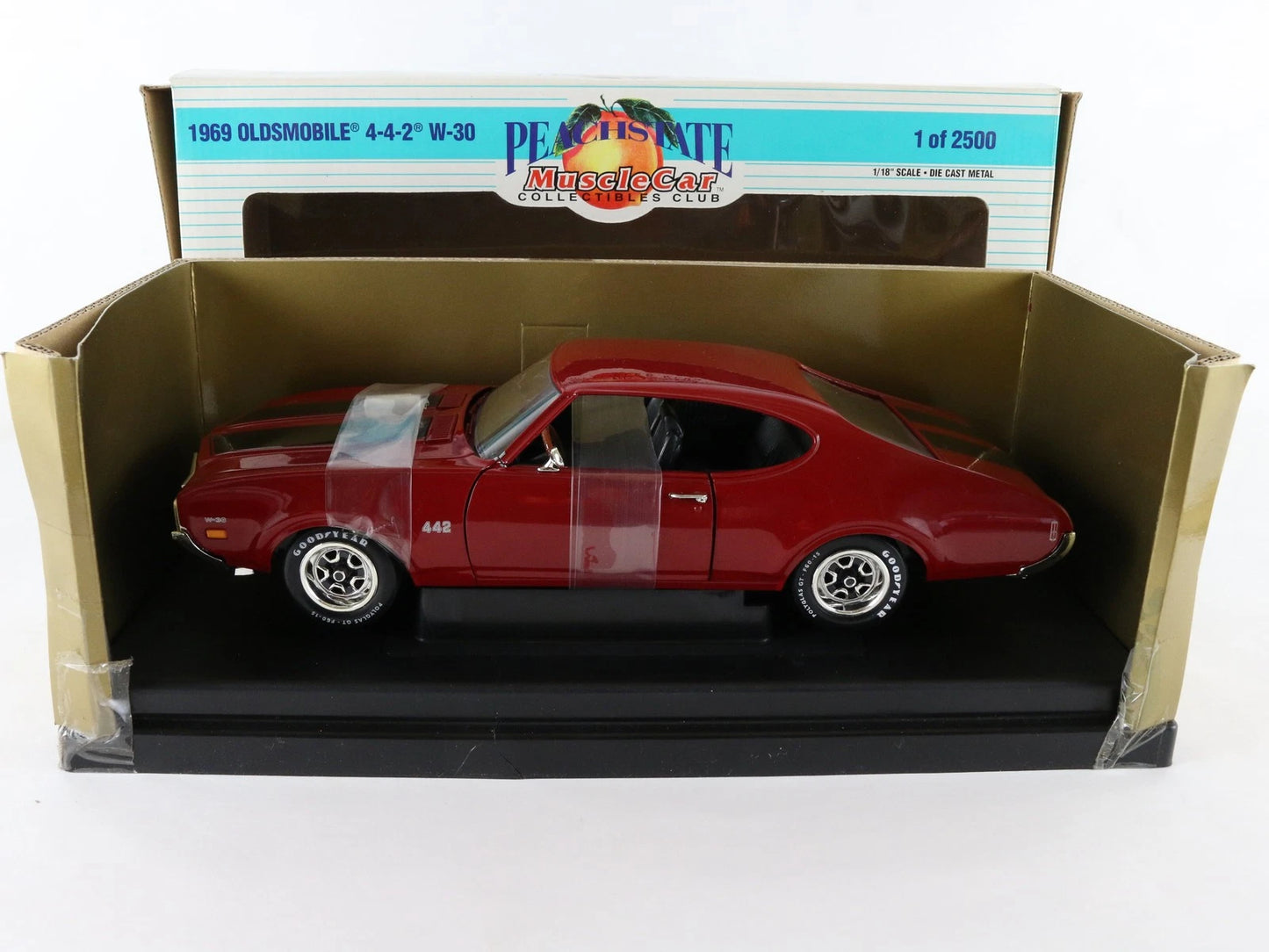 1969 Oldsmobile 4-4-2 W30 Peach State ERTL 1:18 Red Black Diecast 1 Of 2500 7041