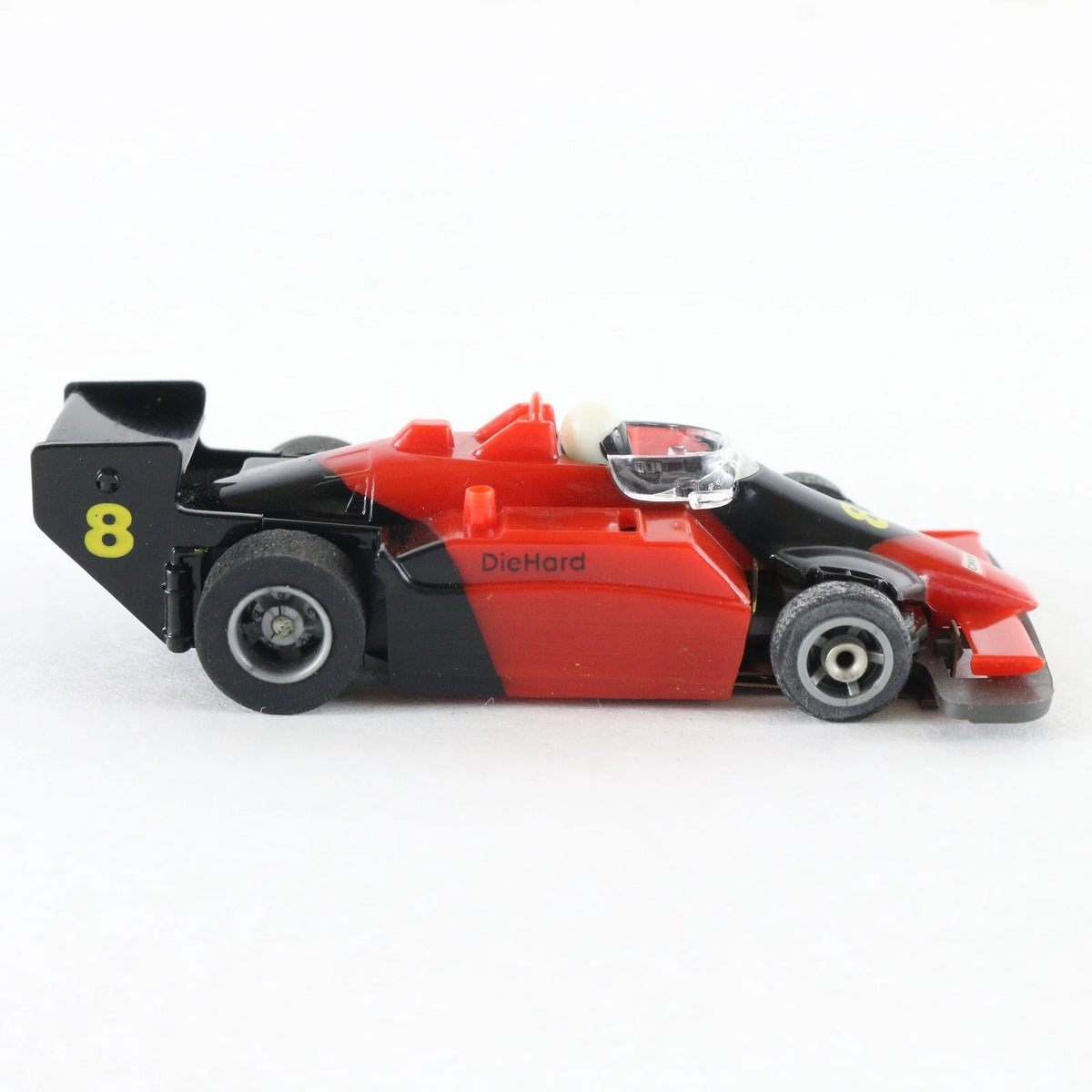Tyco TCR F1 Champion #8 Diehard Black & Red Slotless HO Slot Car