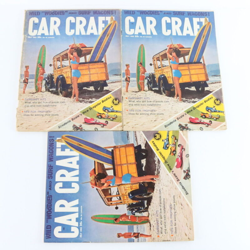 Lot Of 6 Car Craft Woodies & Porting July & August 1963 Vintage Car Magazines