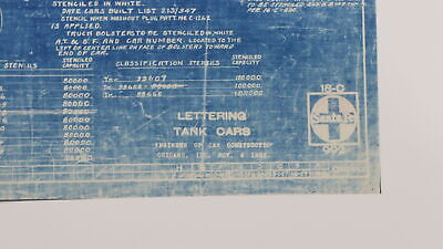 Santa Fe ATSF Tank Car Lettering Train Blueprint 18-c 992 Nov 6 1925 40.25"