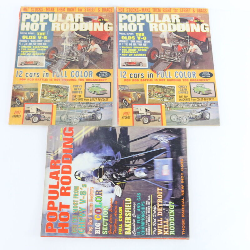 Lot Of 6 Popular Hot Rodding June & July 1964 Vintage Car Magazines