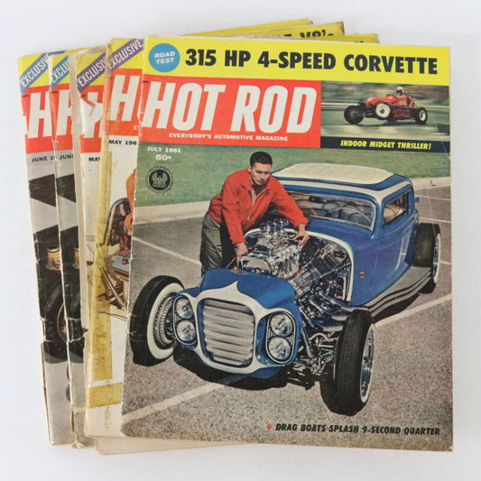 Lot Of 5 Hot Rod May June July 1961 Gm Ford Corvette Vintage Car Magazines