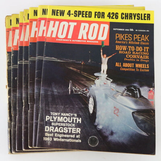 Lot Of 7 Hot Rod 426 Chrysler Plymouth Dragster Sep 1963 Vintage Car Magazines