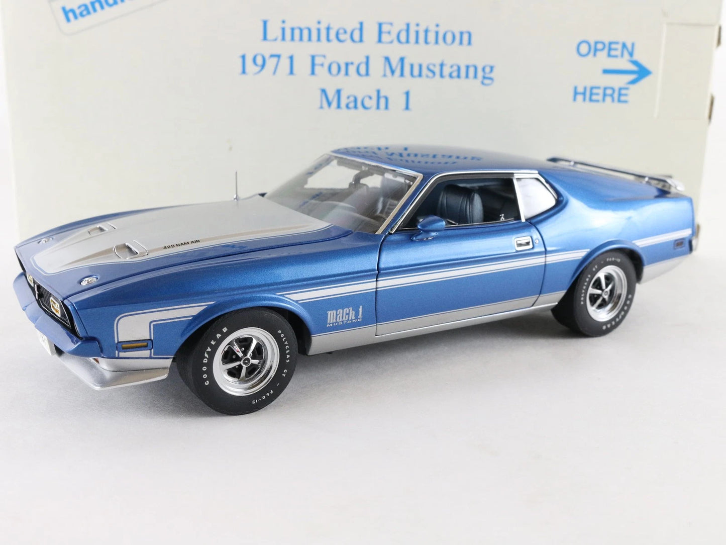 1971 Ford Mustang Fastback Mach 1 Blue #1163/5000 Danbury 1:24 Diecast Model