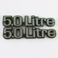 Lot Of 2 5.0 Litre Silver & Black Plastic Emblem Badges 3.5"