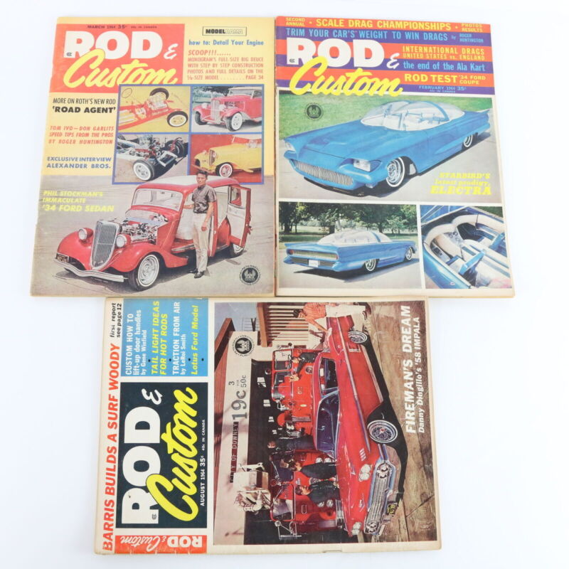 Lot Of 6 Rod & Custom Feb Mar May June Aug 1964 Vintage Car Magazines