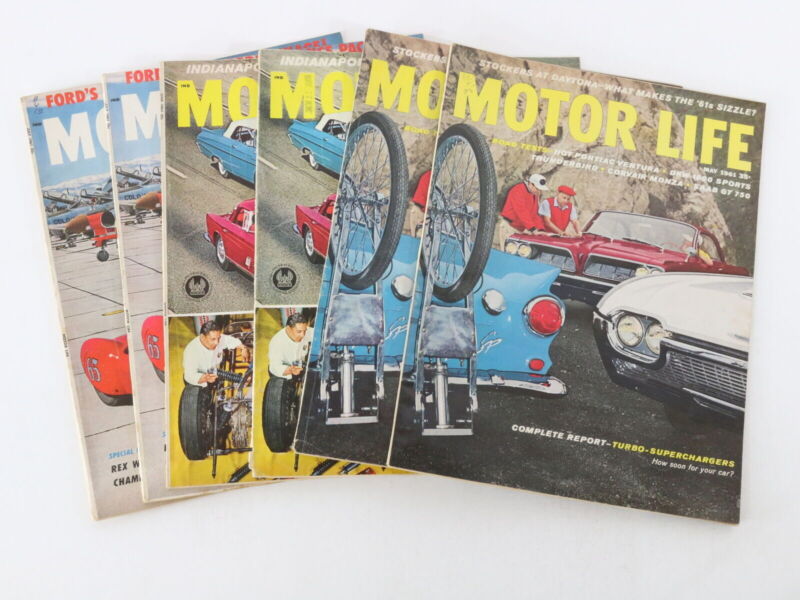 Lot Of 6 Motor Life Magazines Vintage AUTOMOBILIA June July May 1961 35c