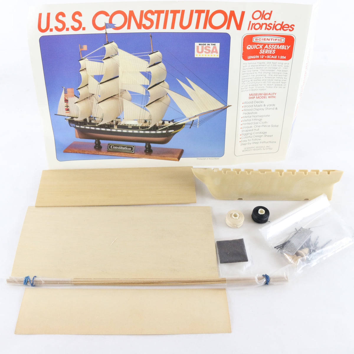 USS Constitution Scientific 1:204 Old Ironsides Ship 187 Wood Boat Kit