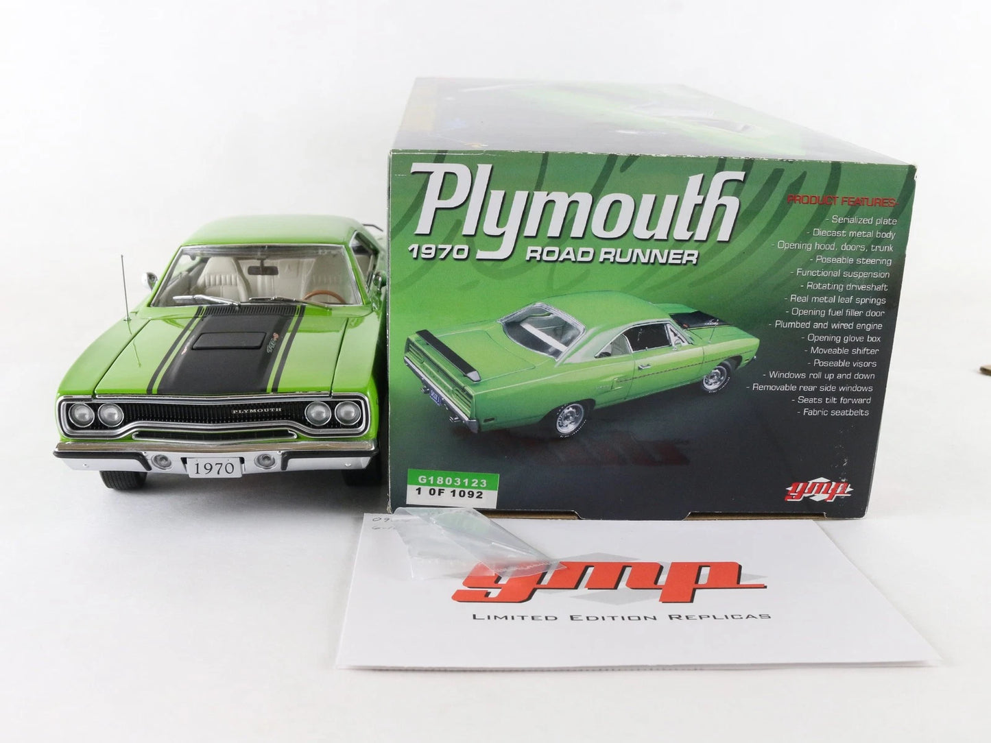 1970 Plymouth Road Runner Green & Black GMP 1:18 Diecast 1 Of 1092 G1803123
