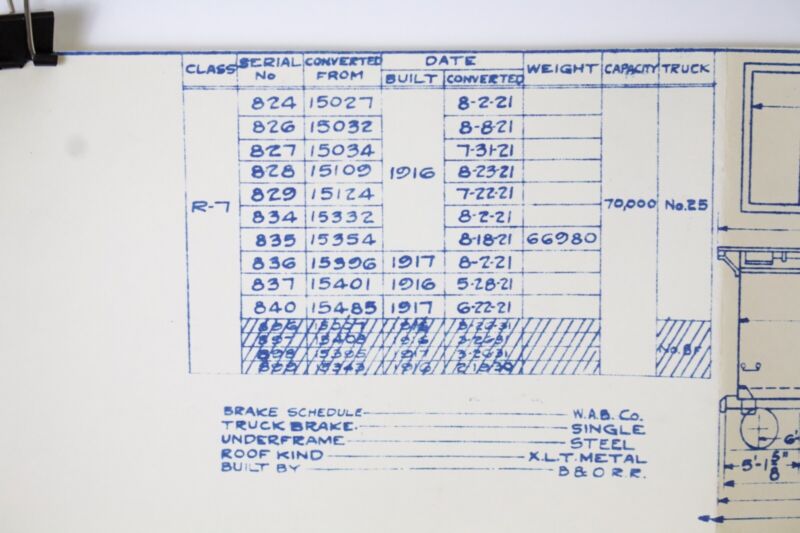 Milk Refrigerator Reefer Cars Class R-7 Stencil 1937 Train Blueprint 15���