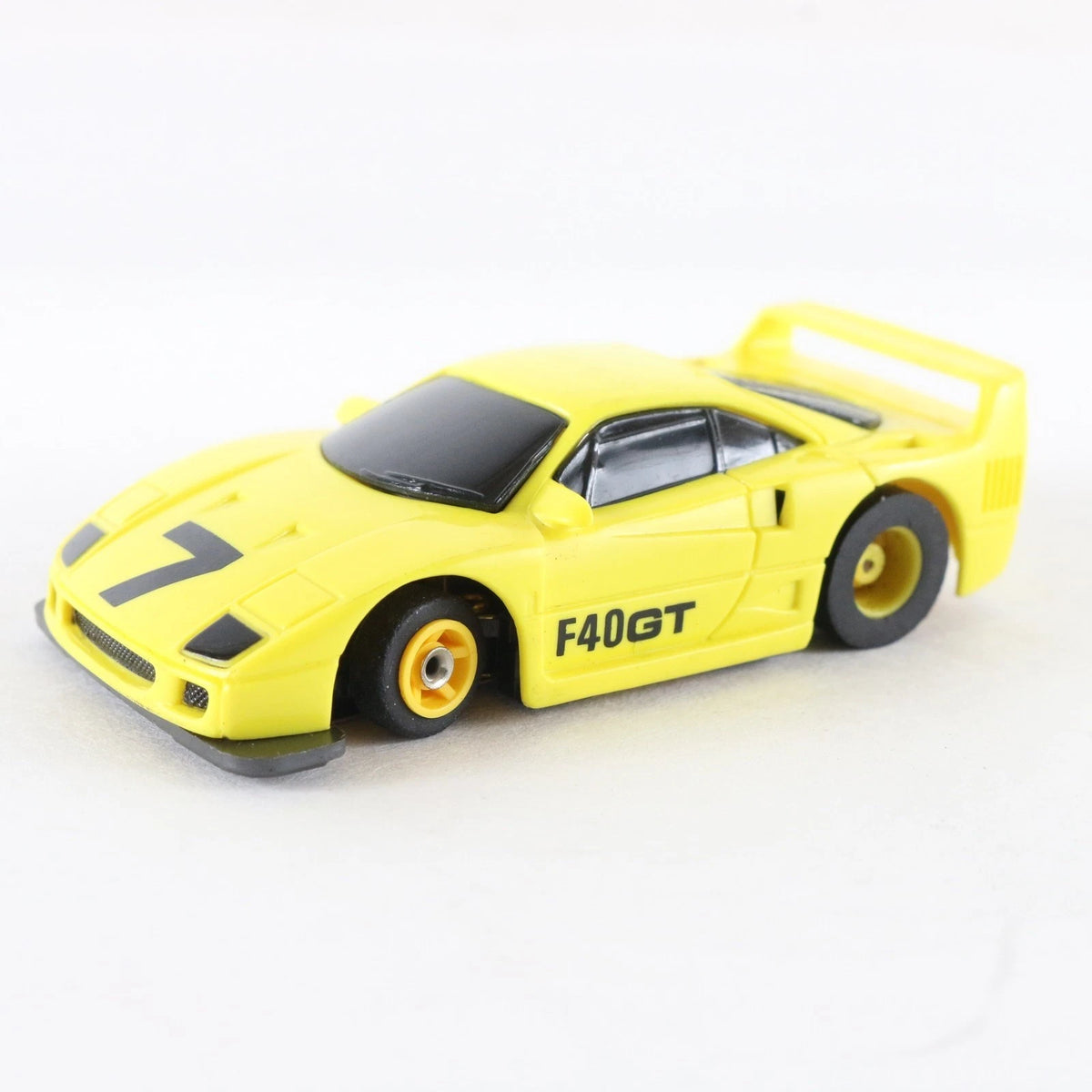 Tyco TCR Ferrari F40GT Yellow Black Slotless HO Slot Car