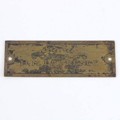 1920s Era ANTIQUE Ford Universal Car Dealer Plate HM Lawrence Oakland CA 3"