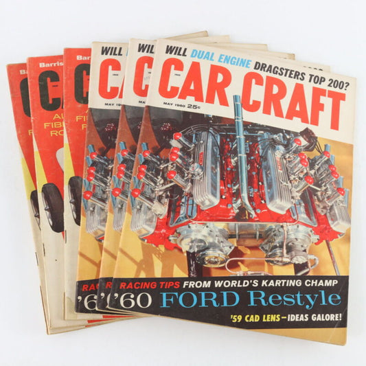 Lot Of 6 Car Craft Roadster 60' Ford January & May 1960 Vintage Car Magazines