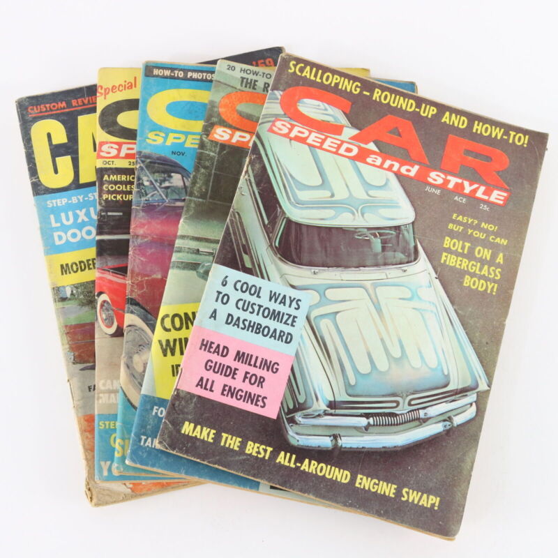 Lot Of 5 Car Speed & Style June July Oct Nov Dec 1958 Vintage Car Magazines