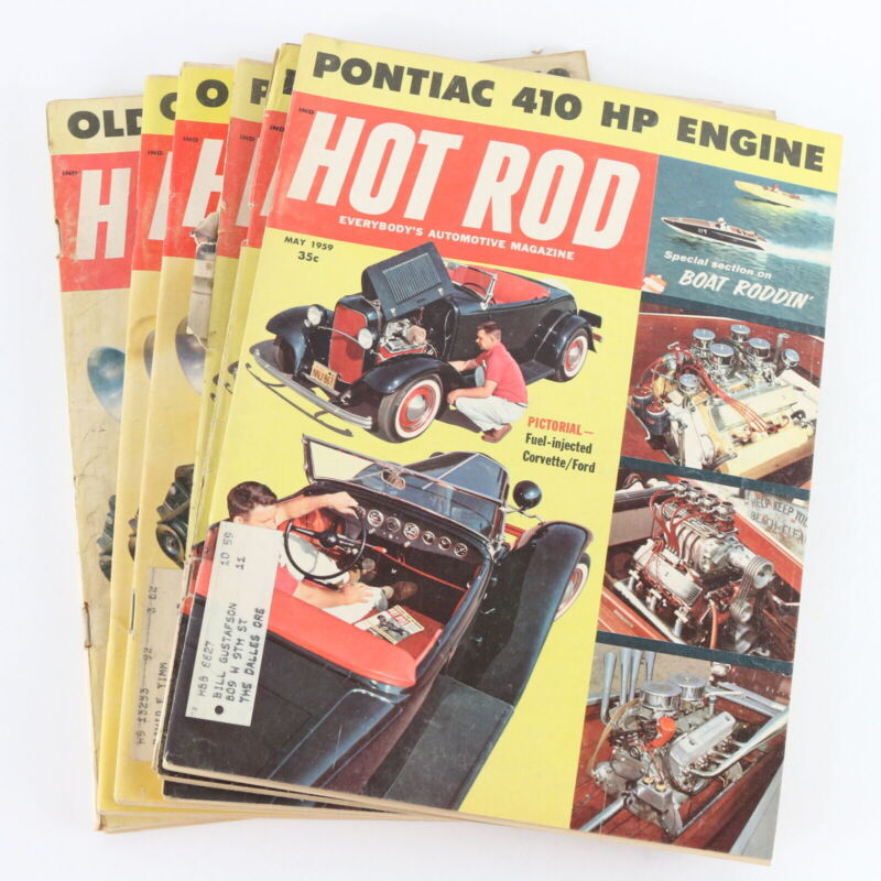 Lot Of 6 Hot Rod Pontiac 410 Olds May June 1959 Vintage Car Magazines