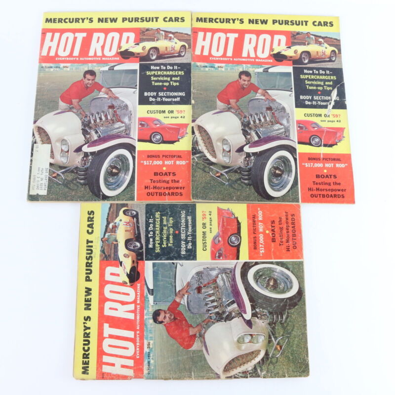 Lot Of 4 Hot Rod October November December 1958 Vintage Car Magazines