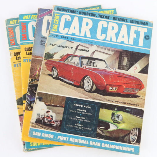 Lot Of 4 Car Craft February Arpil July 1964 Vintage Car Magazines