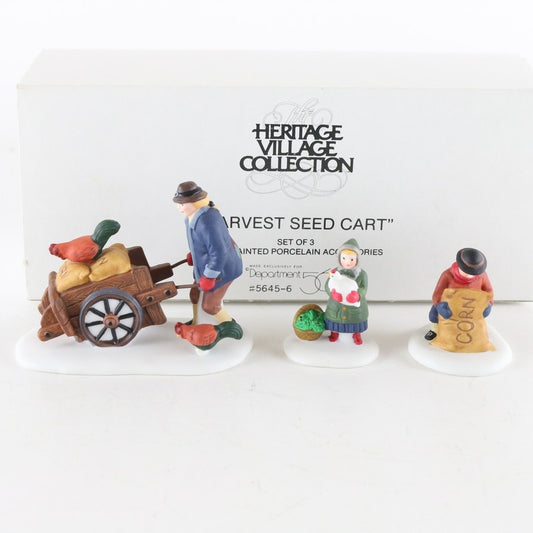Dept 56 Heritage Village Harvest Seed Cart Set Of 3 Christmas Accessories 5645-6
