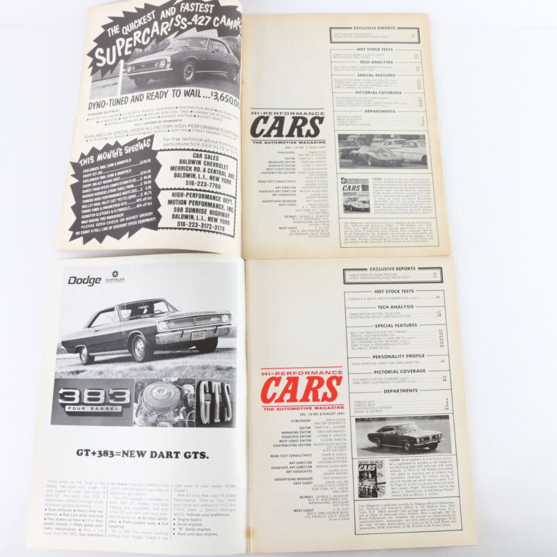 Lot Of 4 Hi-performance Cars May June July August 1967 Vintage Car Magazines