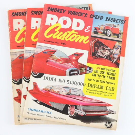 Lot Of 3 Rod & Custom Smokey Yunick Speed December 1961 Vintage Car Magazines