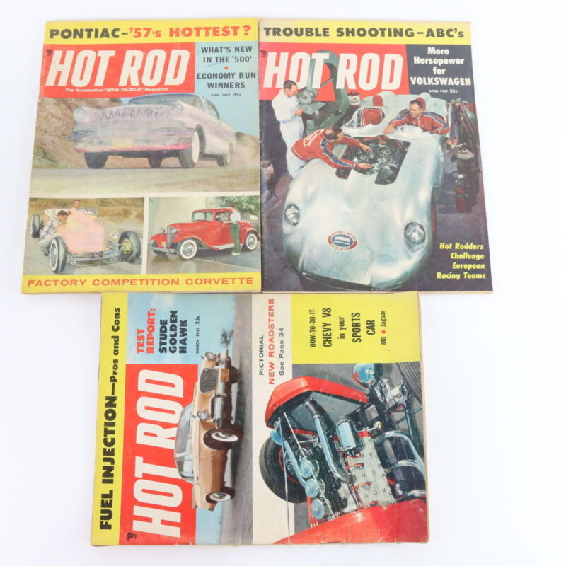 Lot Of 6 Hot Rod Jan Feb Mar Apr June 1957 Vintage Car Magazines